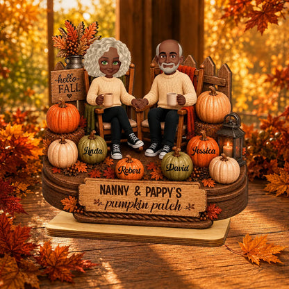 Grandma & Grandpa's Pumpkin Patch Personalized Wooden Plaque - Custom Fall Decor Keepsake Gift
