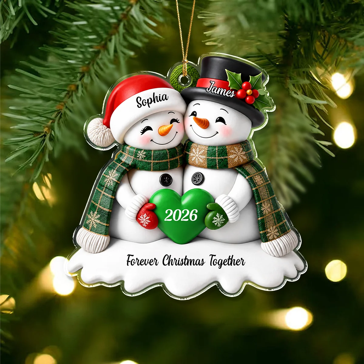 Our 1st Christmas Together - Personalized Snowman Couple Acrylic Ornament