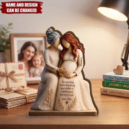 Watching You Become A Mom Personalized Wooden Block - Custom Gift for Pregnant Daughter