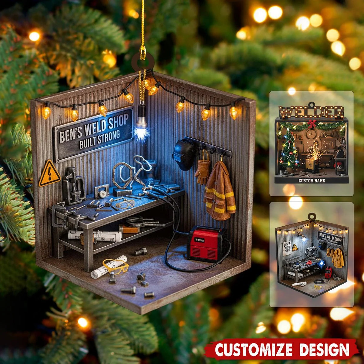 Custom Welder Shop Christmas Wooden Ornament - Personalized Name Keepsake Gift for Welders