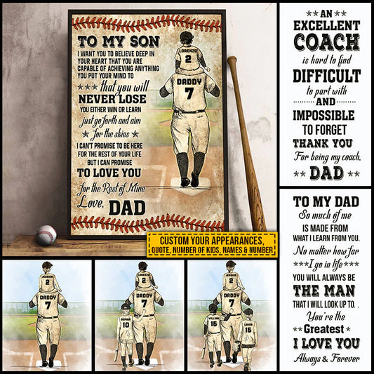 Custom Baseball Dad Canvas for Dad with personalized design details for meaningful gifting
