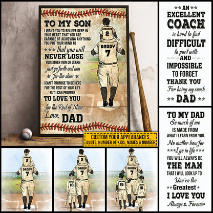 Custom Baseball Dad Canvas for Dad with personalized design details for meaningful gifting