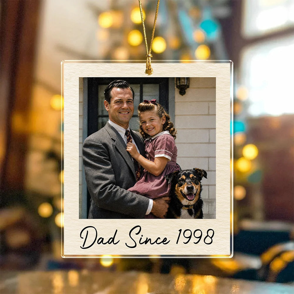 Personalized Polaroid Photo Christmas Ornament - Custom Vintage Family Acrylic Keepsake Gift