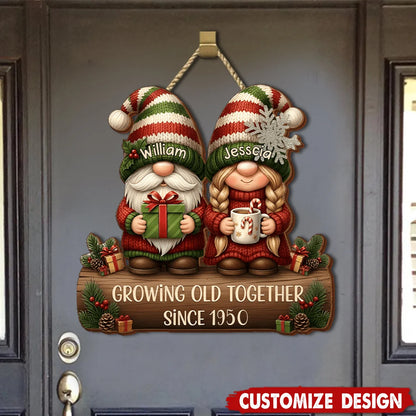 Growing Old Together Personalized Wood Sign - Custom Couple Christmas Gift Decor