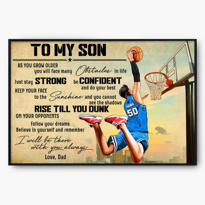 Basketball Canvas Gift For Son personalization view for Son/Grandson