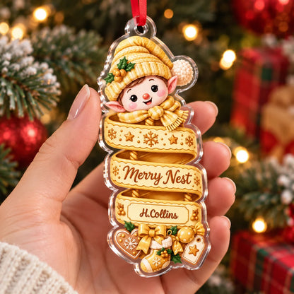 Jolly & Bright Personalized Christmas Elf Ornament - Custom Acrylic Holiday Keepsake Gift for Family & Kids