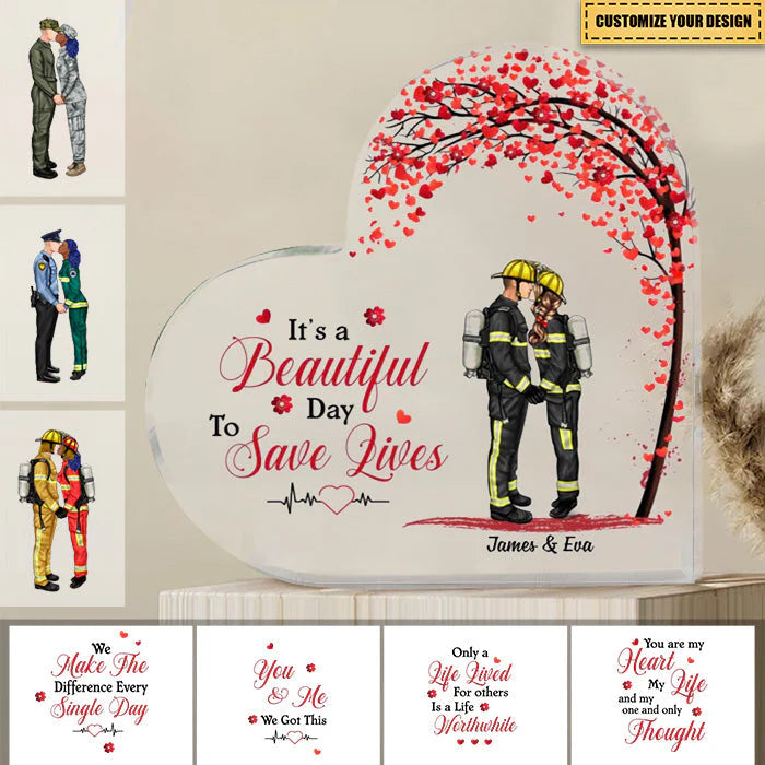 Custom Firefighter Couples Plaque personalization view for Couples