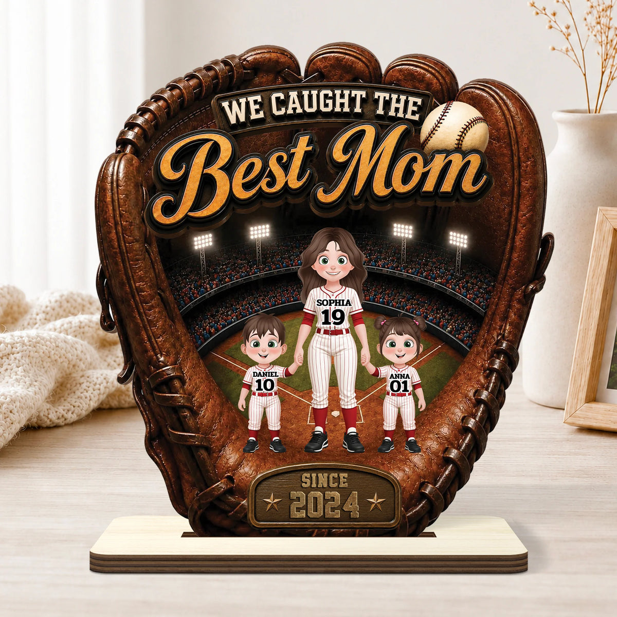 We Caught The Best Dad Personalized Baseball Wooden Plaque - Custom Gifts for Dad