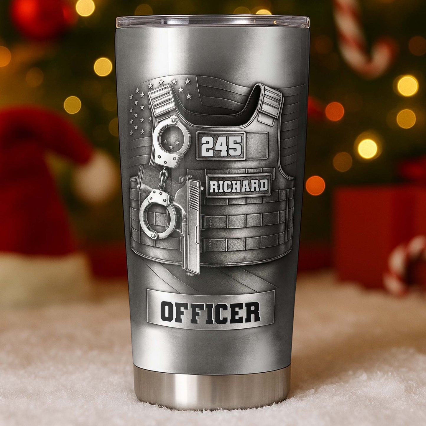Police Retirement Tumbler for Dad with personalized design details for meaningful gifting image 8
