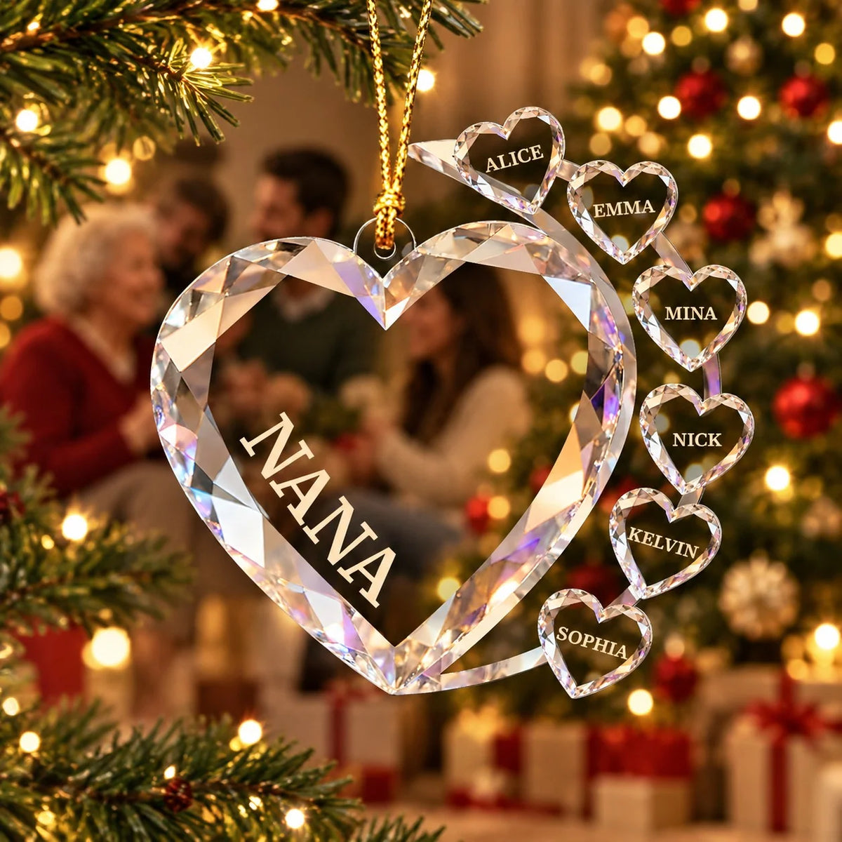 One Heart, Every Name Personalized Family Ornament - Christmas  Gift for Nana and Grandma's
