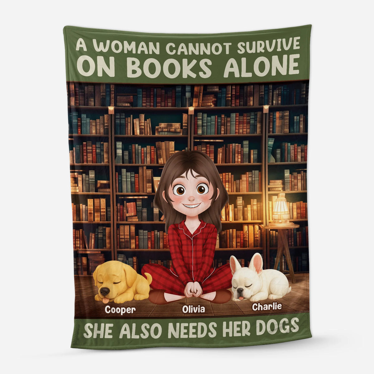 Personalized Blanket For Book And Dog Lovers - Custom Cozy Throw Gifts For Readers