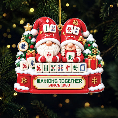 Mahjong Together Since Personalized Couples Acrylic Ornament - Custom Keepsake Christmas Gift