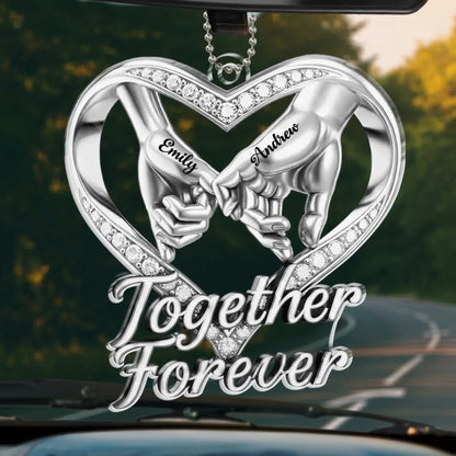Together Forever Personalized Acrylic Car Ornament - Romantic Anniversary Gift for Couples