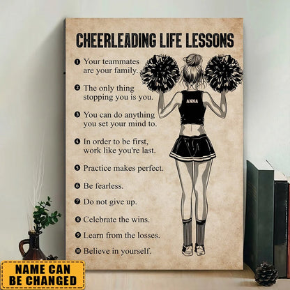 Cheerleading Life Lessons Custom Name Canvas / Poster - Personalized Wall Art Gift for Cheer Girl