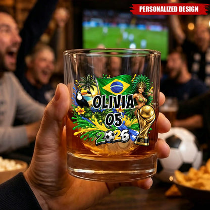 Custom 2026 World Cup Country Whiskey Glass personalization view for Dad