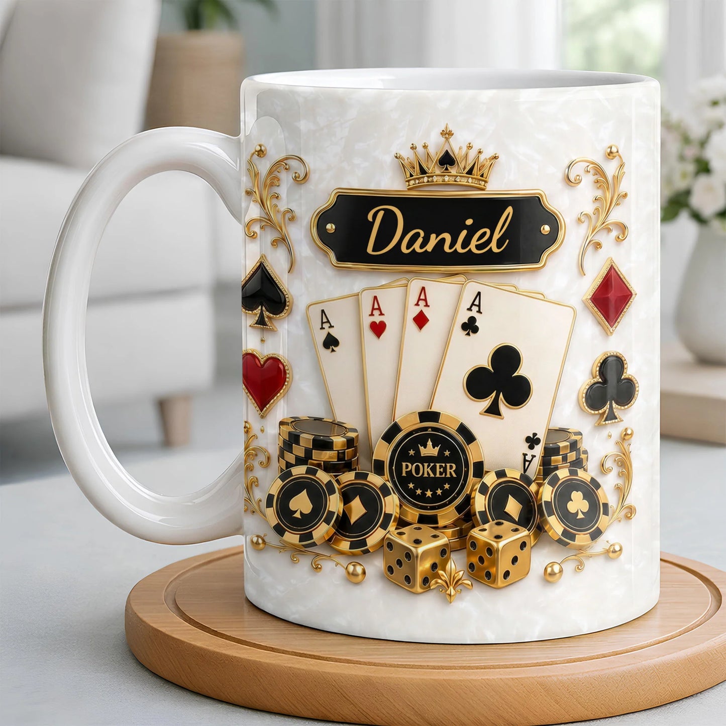 Personalized Poker King Mug personalization view for Dad