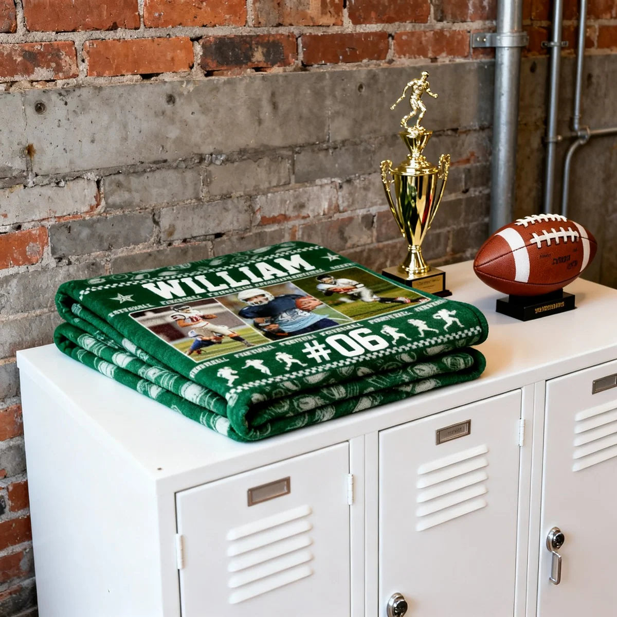 Custom Football Photo Blanket - Personalized Player Name Number Throw for Son