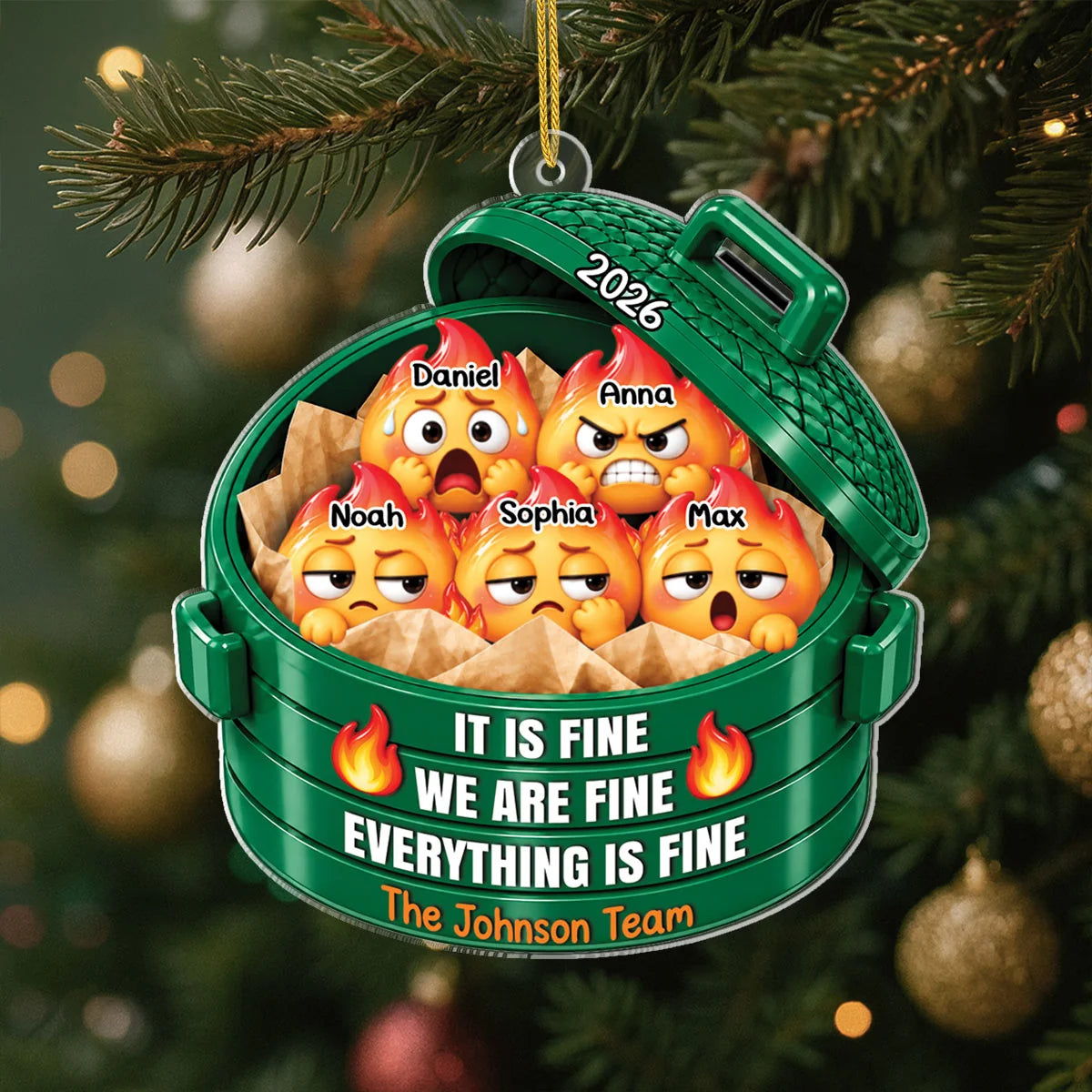 "It Is Fine We Are Fine Everything Is Fine" Personalized Acrylic Ornament - Christmas Gift for Coworkers