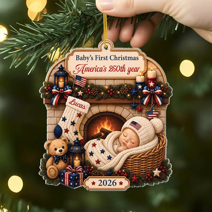 Baby's First Christmas America's 250th Year - Personalized Acrylic Christmas Ornament for Baby