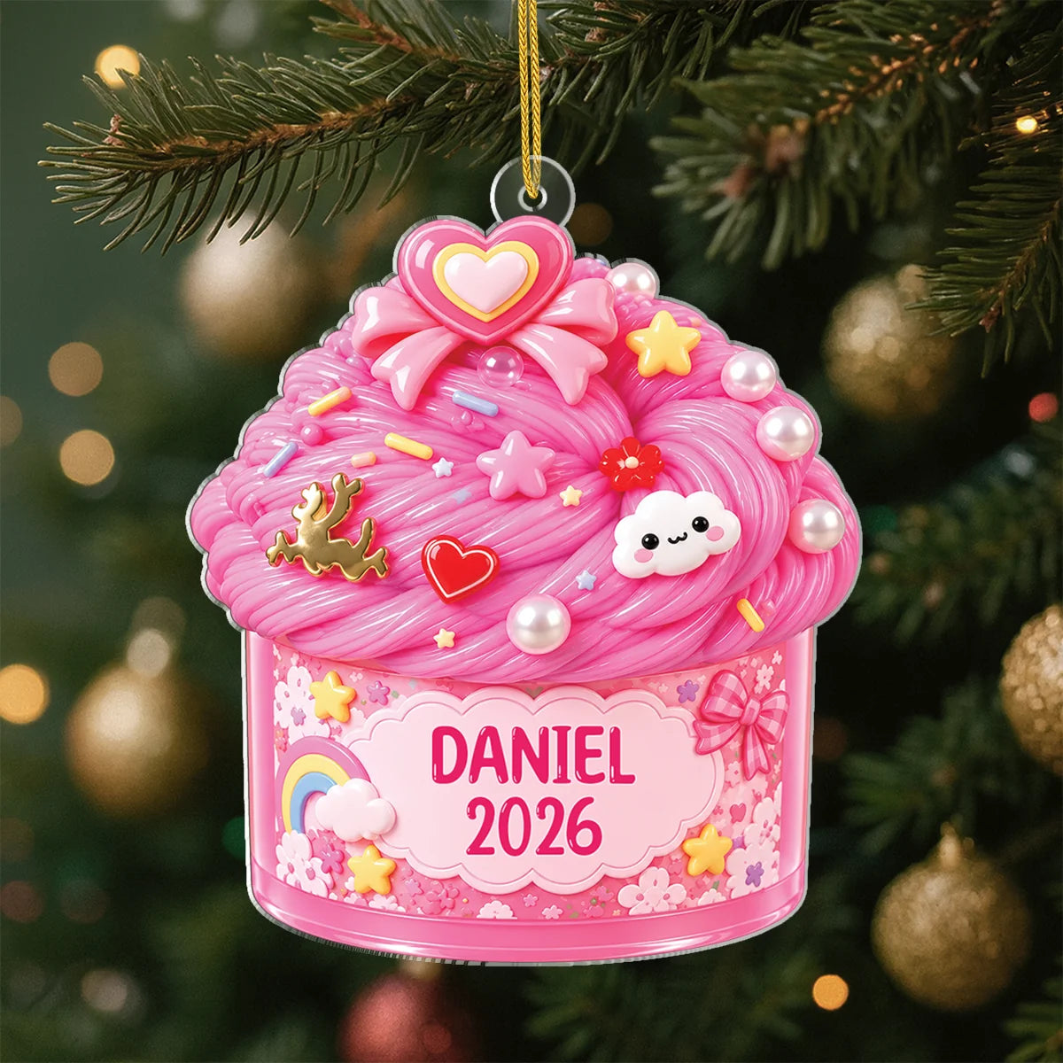 Custom Name Sweet Cupcake Acrylic Ornament - Personalized Christmas Keepsake Gift for Kids