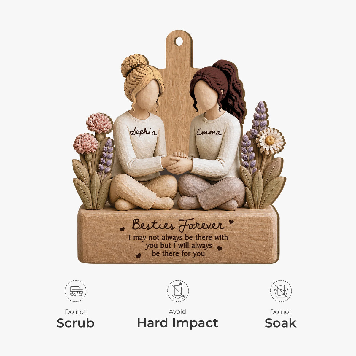 Besties Forever Personalized Wooden Ornament - Friendship Keepsake for Best Friends