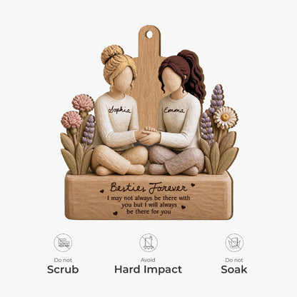 Besties Forever Personalized Wooden Ornament - Friendship Keepsake for Best Friends