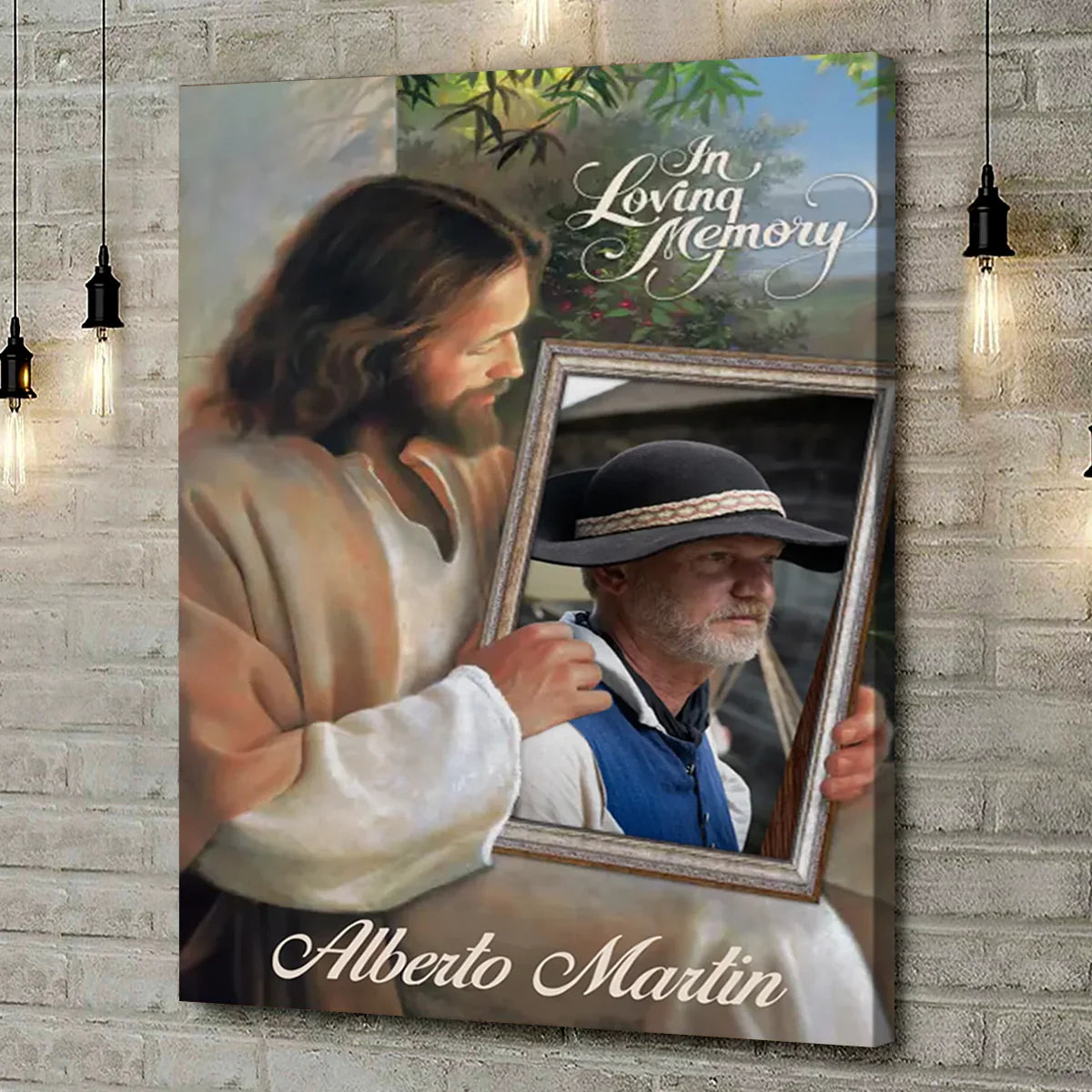Custom Jesus Memorial Photo Canvas for Family with personalized design details for meaningful gifting