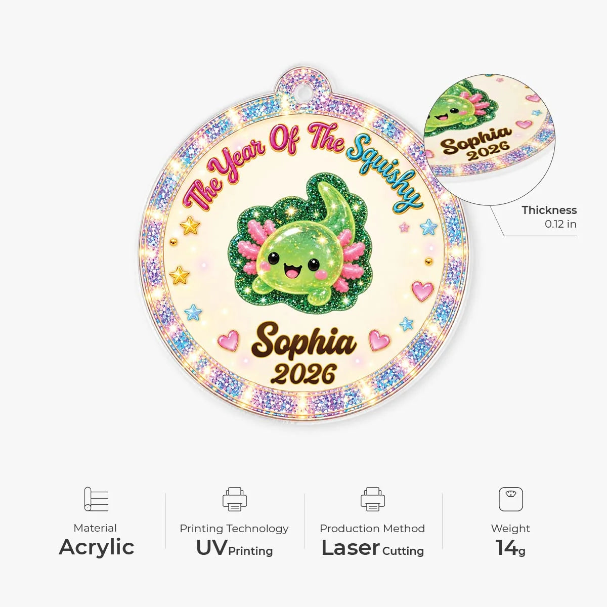 The Year of the Squishy Personalized Acrylic Ornament for Kids - Custom Christmas Keepsake Gift