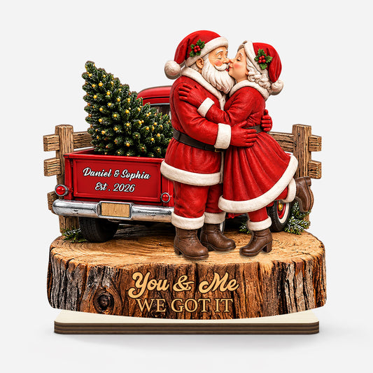 You & Me We Got This Personalized Wooden Plaque - Christmas Keepsake for Couples