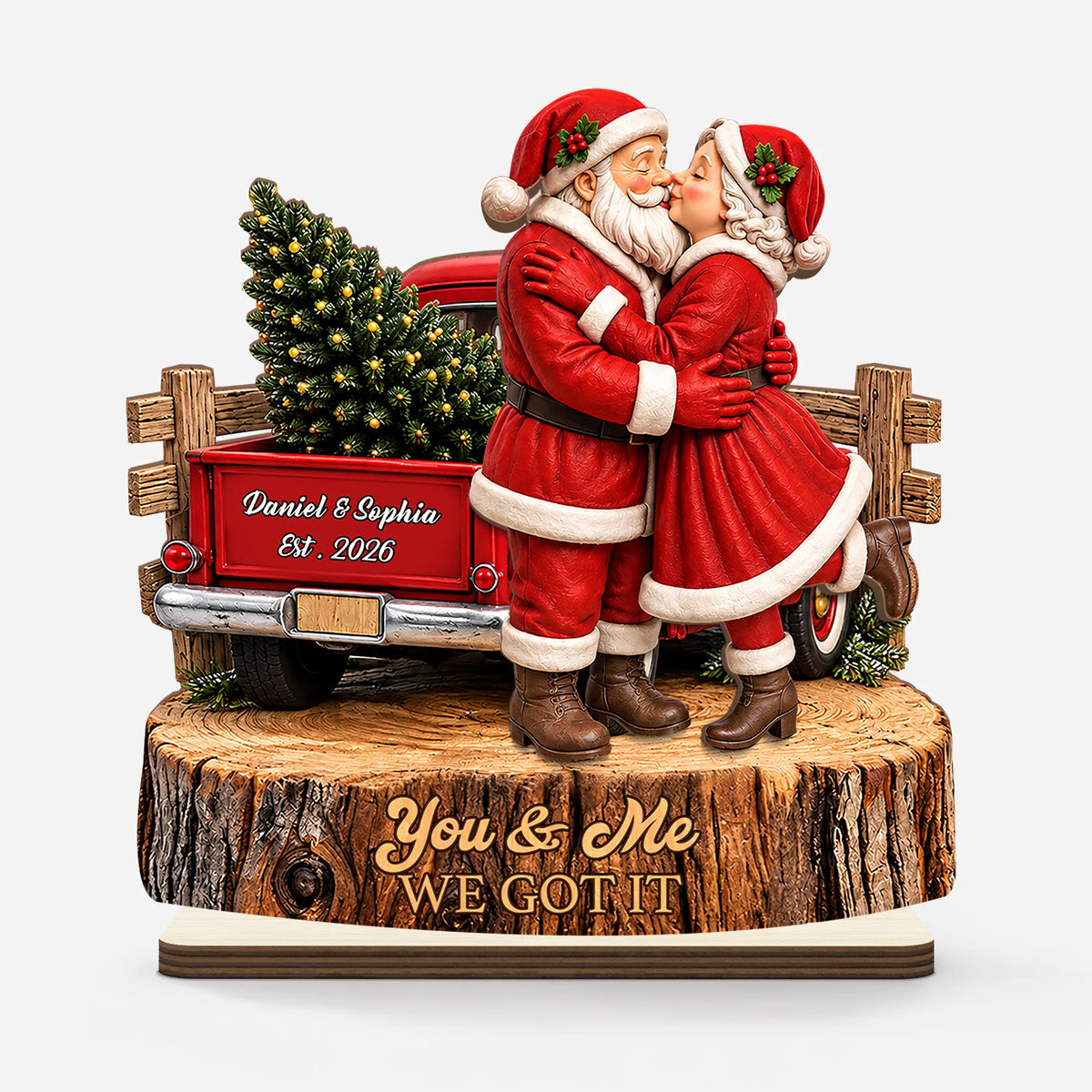 You & Me We Got This Personalized Wooden Plaque - Christmas Keepsake for Couples