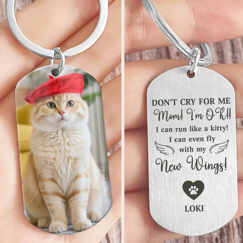 Don't Cry For Me Custom Pet Memorial Keychain - Personalized Dog & Cat Loss Keepsake Gift