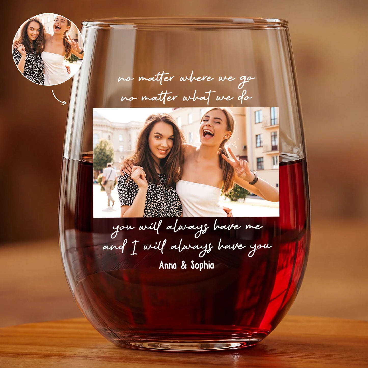 Personalized Best Friend Photo Wine Glass personalization view for Best Friends