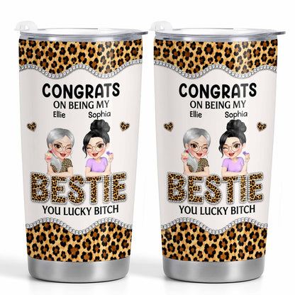 Personalized bestie tumbler with leopard print and funny quote for best friends image 9