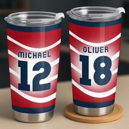 Personalized soccer jersey tumbler with custom name and number design - 20oz stainless steel sports gift image 7