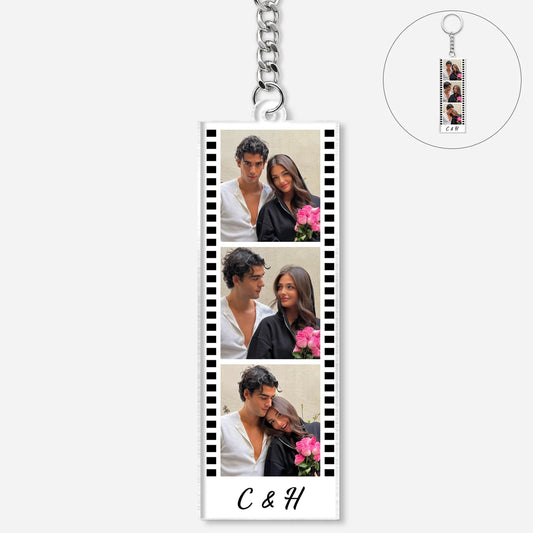 Personalized Photo Film Strip Acrylic Keychain - Custom Keepsake Gift for Couples