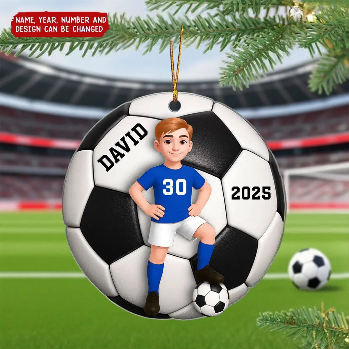 Soccer Star Personalized Soccer Ornament - Kids Christmas Keepsake