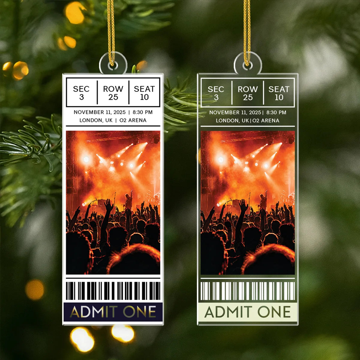 Custom Concert Ticket Acrylic Ornament - Personalized Keepsake Gift for Music Lovers