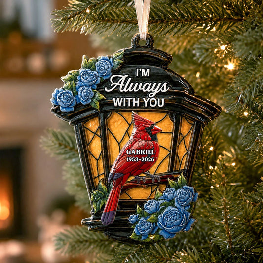Memorial Cardinal Lantern Ornament for Family with personalized design details for meaningful gifting