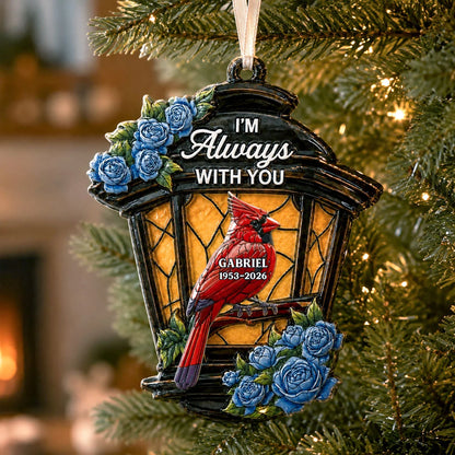 Memorial Cardinal Lantern Ornament for Family with personalized design details for meaningful gifting