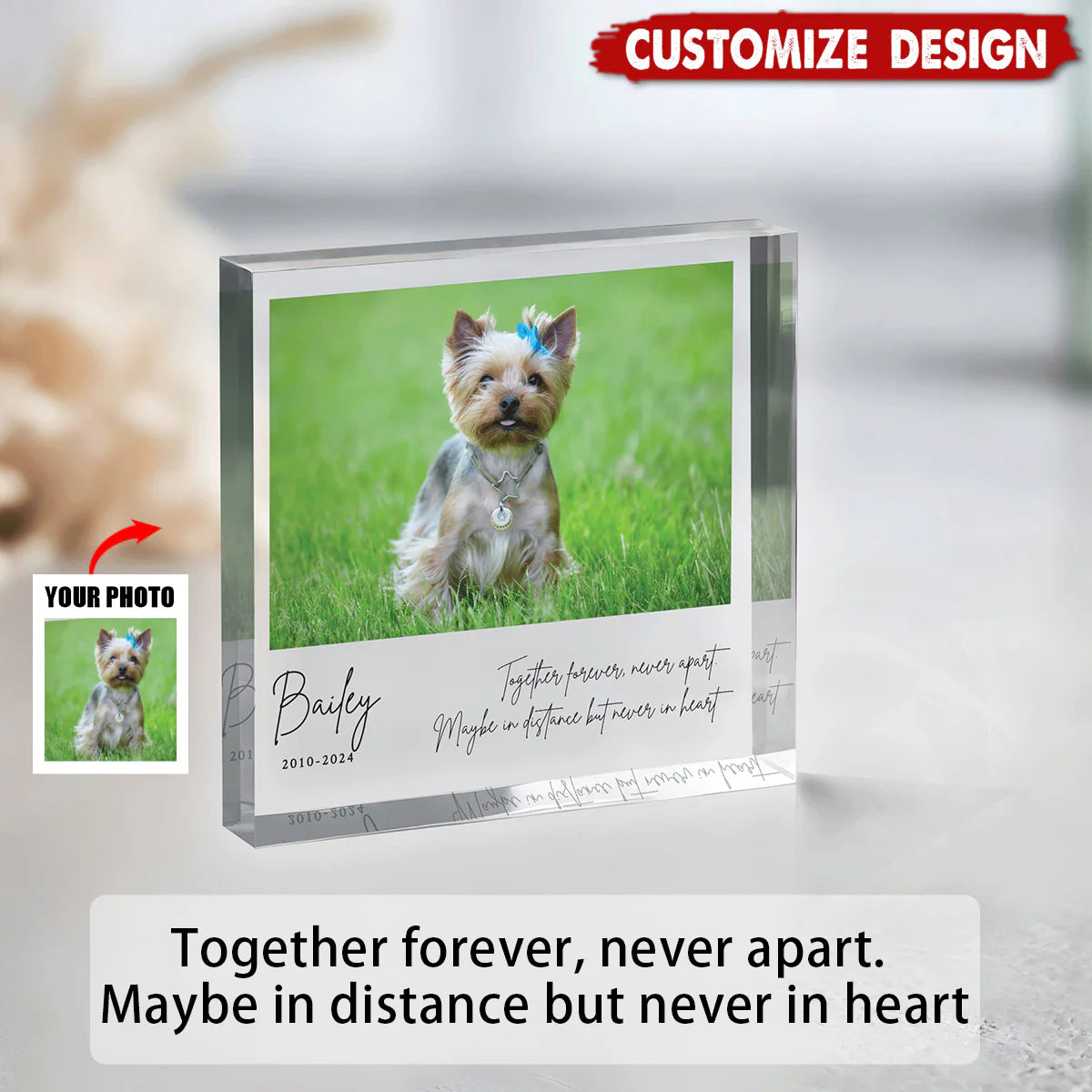 Plaque material and size view - Personalized Pet Memorial Plaque