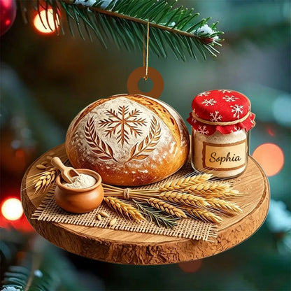 Personalized Sourdough Bread Acrylic Ornament - Custom Baker Christmas Ornament Gift for Bread Lovers