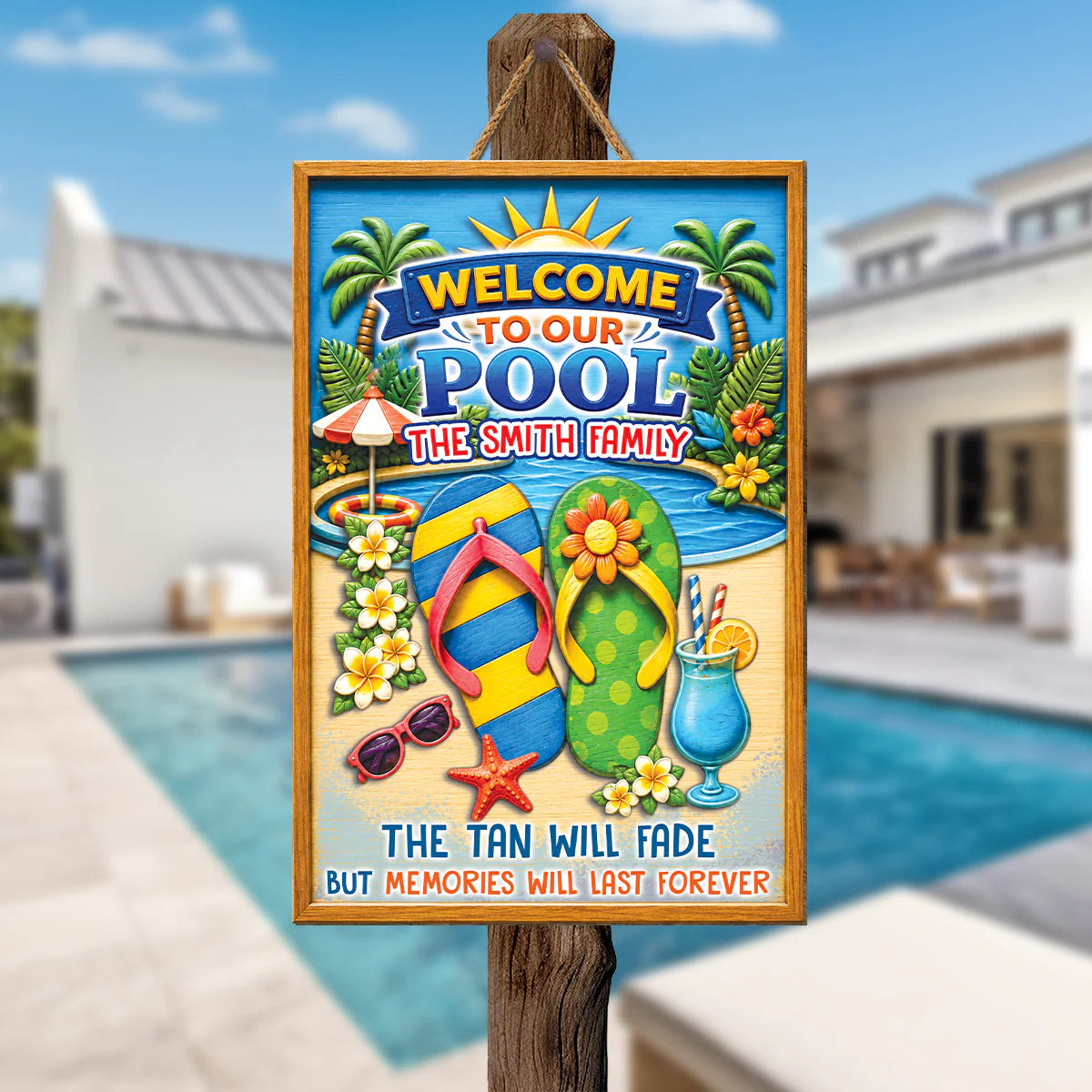 Personalized Family Pool Wood Sign personalization view for Family
