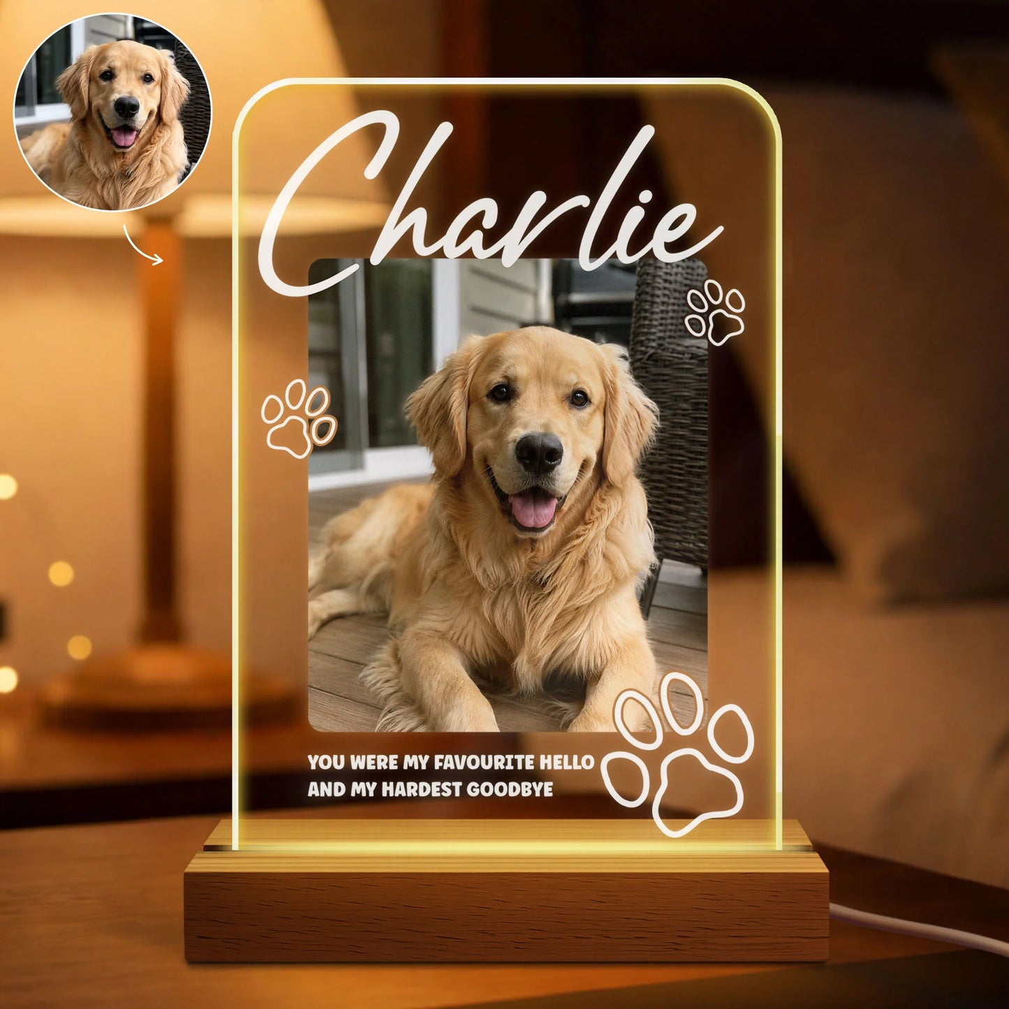 Custom Pet Memorial Led Night Light for Dog Lovers with personalized design details for meaningful gifting