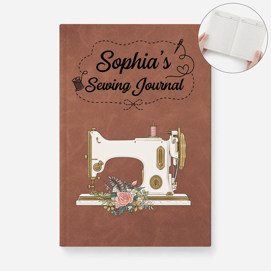 Custom Sewing Leather Journal - Personalized Gift for Quilters and Crafters