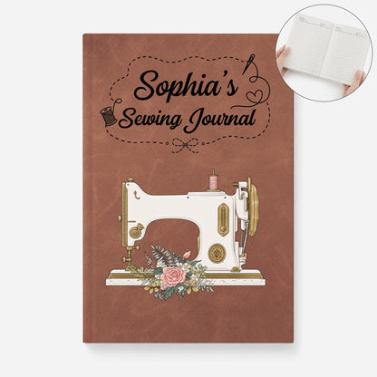 Custom Sewing Leather Journal - Personalized Gift for Quilters and Crafters