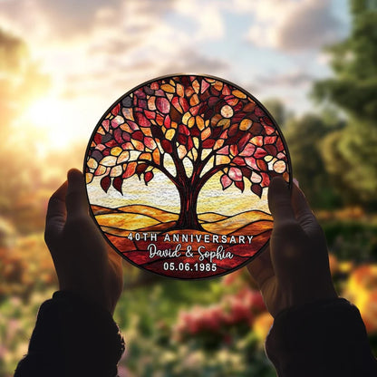 40Th Wedding Anniversary Stained Glass Suncatcher personalization view for Couples