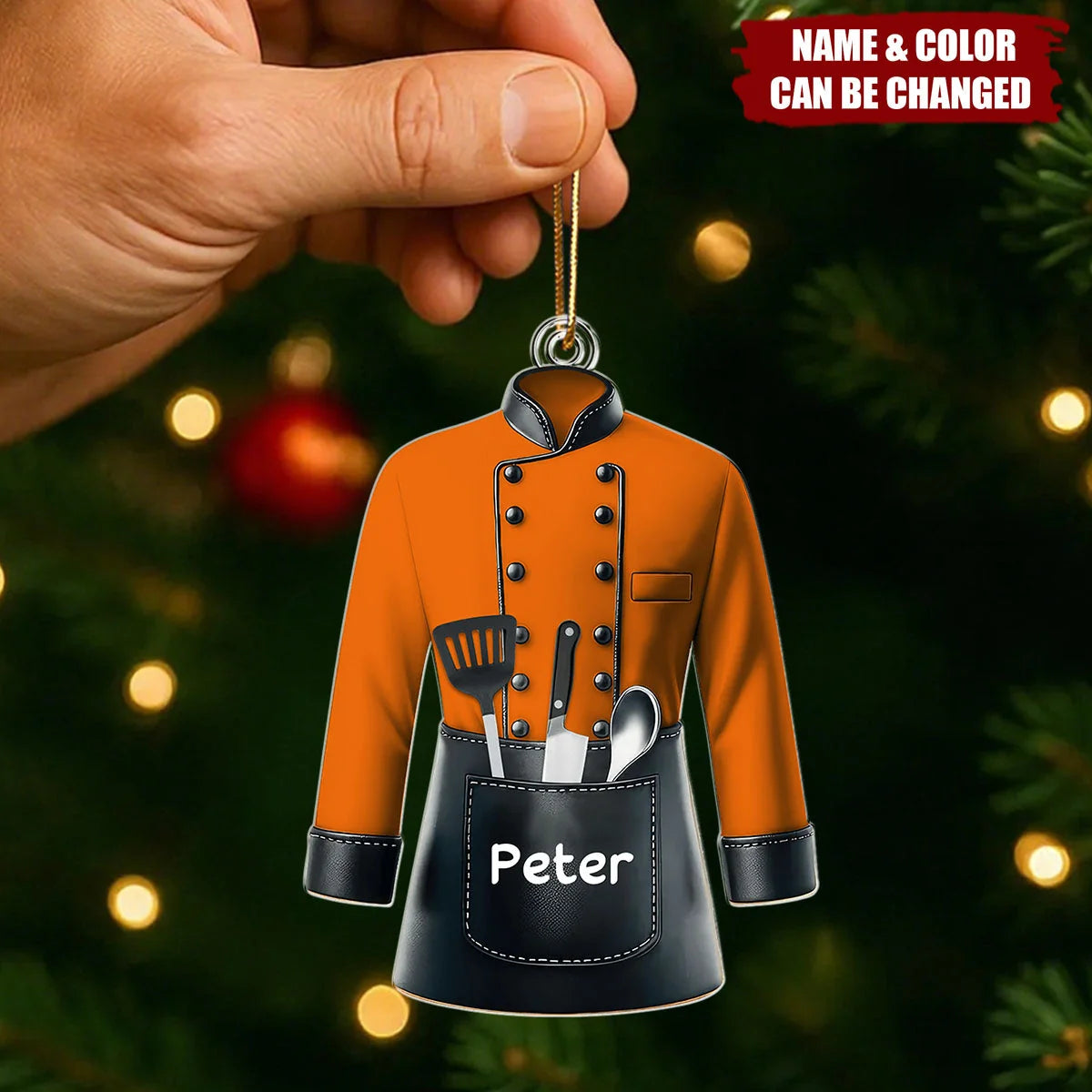 Personalized Chef Christmas Ornament - Custom Name Chef Coat Acrylic Keepsake for Cooks and Bakers