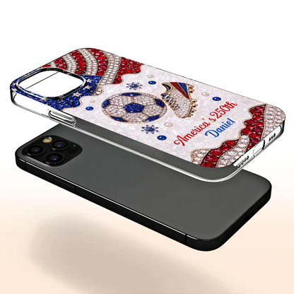 America's 250th Anniversary Personalized Clear Phone Case - Custom Gift for Soccer Lovers
