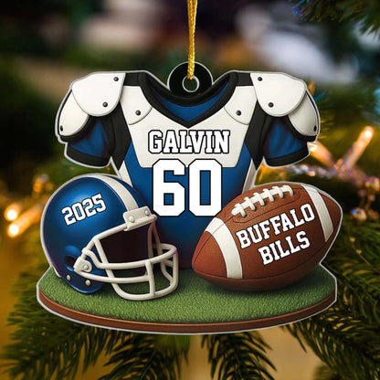 Custom Football Jersey Helmet Acrylic Ornament - Personalized Keepsake for Players