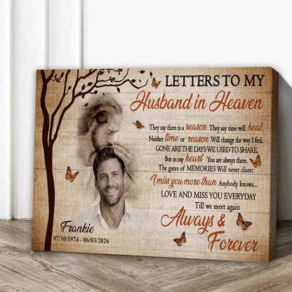 Personalized husband memorial canvas with custom photo and Letters to My Husband in Heaven poem print image 7